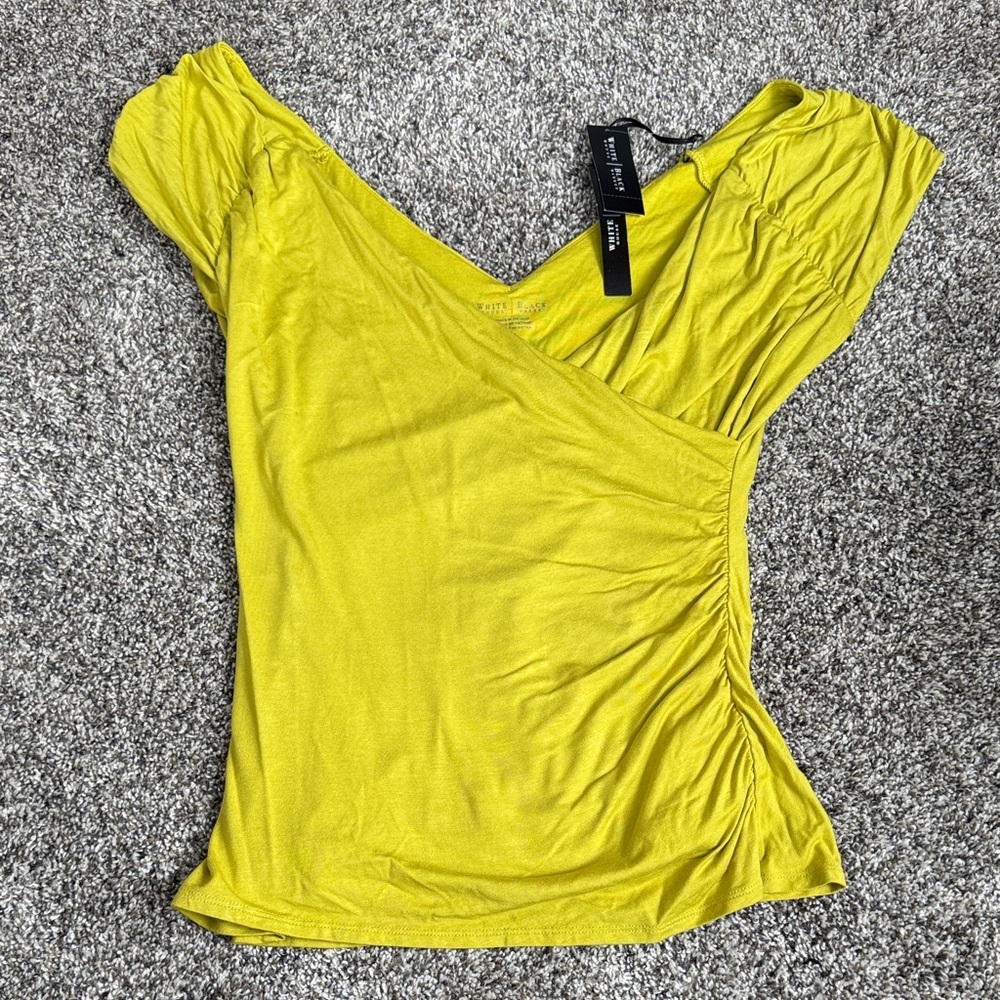 White House Black Market Women's Yellow Short Sleeve Top